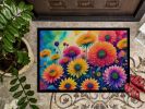 NEW Chrysanthemums in Color Doormat Front Door Mat Indoor Outdoor Rugs for Entryway, Non Slip Washable Low Pile, 18H X 27W