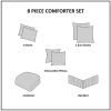 8 Piece Embroidered Comforter Set Navy Queen