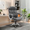 Big and Tall dark gray Leather High Back Executive Chair with Swivel Seat