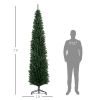 HOMCOM 8' Artificial Pencil Christmas Trees Holiday Decoration with Colorful LED Lights, Steel Base, Skinny Shape