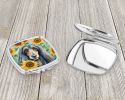 Afghan Hound in Sunflowers Compact Mirror Decorative Travel Makeup Mirror for Women Girls Gifts Pocket Makeup Mirror Folding Handheld