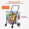 Folding Shopping Cart, Jumbo Grocery Cart with Double Baskets, 360Â° Swivel Wheels, Heavy Duty Utility Cart, 110 LBS Large Capacity Utility Cart for L