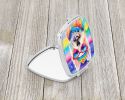 Westie Hippie Dawg Compact Mirror Decorative Travel Makeup Mirror for Women Girls Gifts Pocket Makeup Mirror Folding Handheld