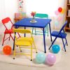 5-Piece Kids Activity Table and Chair Set, Folding Preschool Furniture, Multi-Color