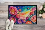 NEW Peonies in Color Doormat Front Door Mat Indoor Outdoor Rugs for Entryway, Non Slip Washable Low Pile, 18H X 27W