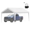 10x20 FT Carport Canopy Replacement Cover Heavy Duty Waterproof UV Resistant Tarp Shelter Top Easy Installation with Elastic Ropes White Only Canopy N