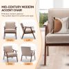 Mid-Century Modern Chair, Living Room Chair with Solid Wood Frame, Extra-Thick Backrest, Wingback Chair for Any Room