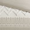 3 Piece Cotton Comforter Set with Chenille Tufting Taupe Full/Queen