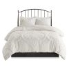 Full/Queen 3 Piece Tufted Cotton Chenille Damask Duvet Cover Set