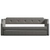 Upholstered Daybed with Trundle; Wood Slat Support; Upholstered Frame Sofa Bed ; Twin