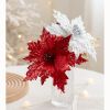 Red Gold Silver Champagne Poinsettia Christmas Tree Decorative Flower 20cm Sequin Flannel