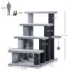 PawHut 4-Level Cat Stair & Dog Stairs, Kitten Tree Climber, with Hanging Play Ball, Steps for Bed, Sofa, Light Grey