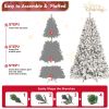 7.5FT Flocked Christmas Tree W- 550 UL Lights, Rustic Charm. Stable Metal Stand, Easy Assembly