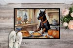 NEW Doberman Pinscher Fall Kitchen Pumpkins Doormat Front Door Mat Indoor Outdoor Rugs for Entryway, Non Slip Washable Low Pile, 18H X 27W