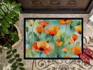 NEW California California Poppies in Watercolor Doormat Front Door Mat Indoor Outdoor Rugs for Entryway, Non Slip Washable Low Pile, 18H X 27W