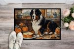 NEW Bernese Mountain Dog Fall Kitchen Pumpkins Doormat Front Door Mat Indoor Outdoor Rugs for Entryway, Non Slip Washable Low Pile, 18H X 27W