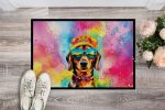 NEW Dachshund Hippie Dawg Doormat Front Door Mat Indoor Outdoor Rugs for Entryway, Non Slip Washable Low Pile, 18H X 27W
