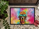 NEW Dachshund Hippie Dawg Doormat Front Door Mat Indoor Outdoor Rugs for Entryway, Non Slip Washable Low Pile, 18H X 27W