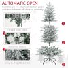 6ft Tall Prelit Artificial Christmas Tree Holiday DÃ©cor with 636 Snow Flocked Branches, 250 Warm Yellow Clear Lights, Auto Open, Extra Bulb