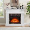 Electric Fireplace Heater with Mantel, Freestanding, Realistic Stacked Stone W- Remote Control Timer LED Flame