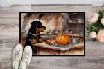 NEW Rottweiler Fall Kitchen Pumpkins Doormat Front Door Mat Indoor Outdoor Rugs for Entryway, Non Slip Washable Low Pile, 18H X 27W