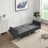 Sofa Bed Loveseat W- Armrests Split-Back Design Dark Grey Classic Couch For Home Office