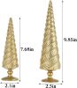 2Pcs Christmas Tree Figurines, Gold Resin Christmas Trees with Spiral Design, Small Decorative Tabletop Trees for Mantel