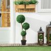 Artificial Plant for Home Office Decor Indoor & Outdoor, in Pot, 3 Ball Boxwood Topiary Tree
