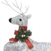 Reindeer & Sleigh Christmas Outdoor Decoration 60 LED Lights, Sliver