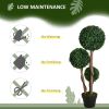 Artificial Plant for Home Office Decor Indoor & Outdoor, in Pot, 3 Ball Boxwood Topiary Tree