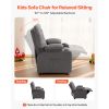 Kids Recliner Chair, Toddler Lounger with Cup Holders & Pockets, 107° to 126° Adjustable Back, Breathable Polyester Upholstery Reclining Sofa with Fo