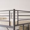 Twin Size Metal Loft Bed with Desk and Storage Shelves, 2 Built-in Ladders & Full-Length Guardrails, Loft Bed Frame for Teens Juniors Adults, Noise F