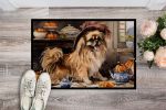 NEW Tibetan Spaniel Fall Kitchen Pumpkins Doormat Front Door Mat Indoor Outdoor Rugs for Entryway, Non Slip Washable Low Pile, 18H X 27W