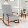 Rocking Chair with Ottoman Solid Rubber Wood Frame Padded Cushion