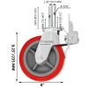 Scaffolding Wheels Set of 4, 8" - Scaffolding Casters Heavy Duty, 3200 Lbs Per Set - Locking Stem Casters with Brake