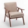 Mid-Century Modern Chair, Living Room Chair with Solid Wood Frame, Extra-Thick Backrest, Wingback Chair for Any Room