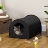 PawHut Winter Portable Heated Double Wide Water-Resistant Indoor Outdoor cat houses for multiple cats - Black