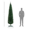 HOMCOM 8ft Unlit Pencil Artificial Christmas Tree with Realistic Branches and 618 Tips, Plastic Base, Green