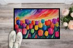 NEW Tulips in Color Doormat Front Door Mat Indoor Outdoor Rugs for Entryway, Non Slip Washable Low Pile, 18H X 27W