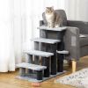 PawHut 4-Level Cat Stair & Dog Stairs, Kitten Tree Climber, with Hanging Play Ball, Steps for Bed, Sofa, Light Grey
