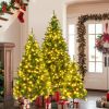 Pre-Lit Green Pine Christmas Tree, Set of 3 Hinged Artificial, 8FT, 6FT, 4FT. 820 Warm-Yellow LED Lights, 2539 Branch Tips