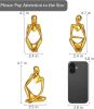 Sandstone Resin Thinker Style Abstract Sculpture Statue Collectible Figurines Home Office Bookshelf Desktop Decor (Small Gold, 3pcs)