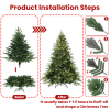 Artificial 6.5ft Green Christmas Tree with 2225 PE/PVC Mixed Branch Tips, 450L warm white led, Steel wire