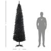 HOMCOM 7' Artificial Pencil Christmas Tree, Slim Xmas Tree with 499 Realistic Branch Tips and Plastic Stand, Black
