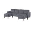 3pc Sectional Set RAF/LAF Chaise Armless Loveseat Dark Gray Corduroy Couch Relax Modern Comfort Living Room