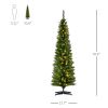 HOMCOM 6' Tall Pre-Lit Slim Noble Fir Artificial Pencil Christmas Tree with 200 Warm White LED Lights and 390 Tips, for Christmas Decoration, Green