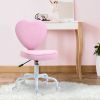 Love Shape Swivel Leisure Chair on Wheels Upholstery Home Office Computer Chair Linen Fabric Vanity Seat for Girls Women