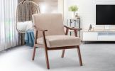 Mid-Century Modern Chair, Living Room Chair with Solid Wood Frame, Extra-Thick Backrest, Wingback Chair for Any Room