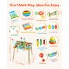 Montessori Activity Table for Toddler 1-3 Years Old, 13 in 1 Wooden Learn Activity Desk, Baby Play Table for Boys & Girls Aged 6+ Months, Great Birth