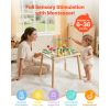 Montessori Activity Table for Toddler 1-3 Years Old, 13 in 1 Wooden Learn Activity Desk, Baby Play Table for Boys & Girls Aged 6+ Months, Great Birth